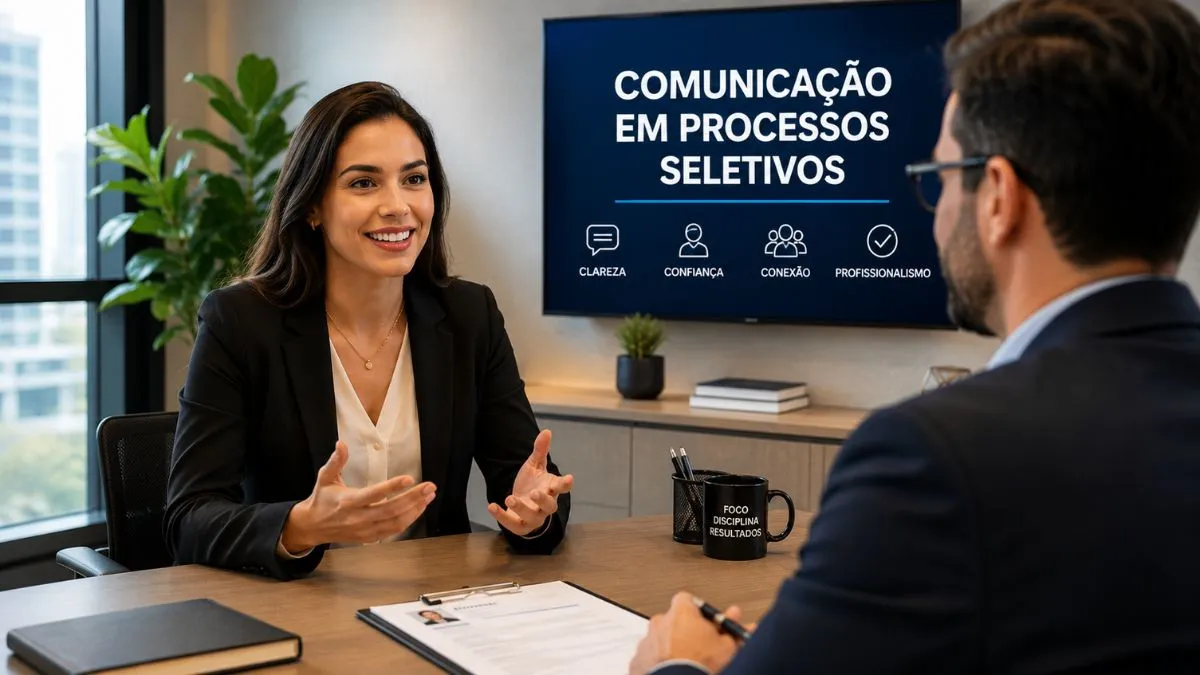 Candidato demonstrando boa comunicação durante processo seletivo.