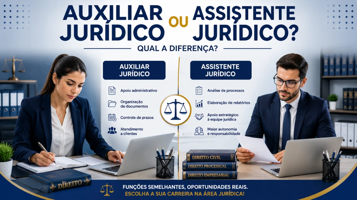 Comparação entre Auxiliar Jurídico e Assistente Jurídico