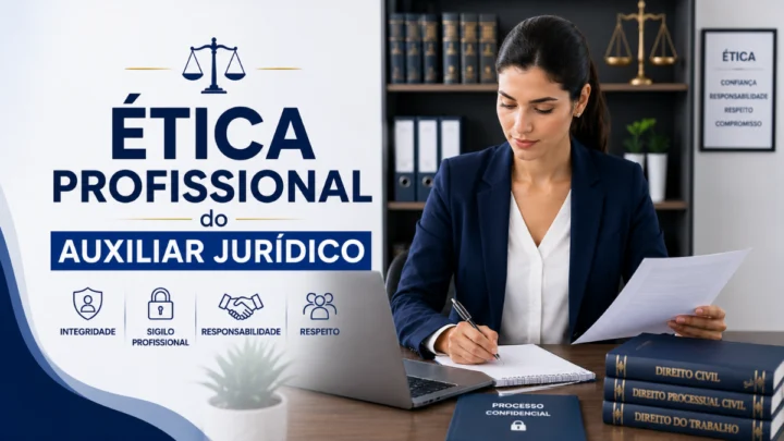 Auxiliar Jurídico demonstrando ética profissional no ambiente de trabalho