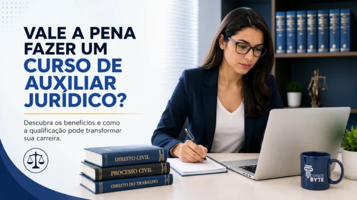 Pessoa estudando para atuar como Auxiliar Jurídico